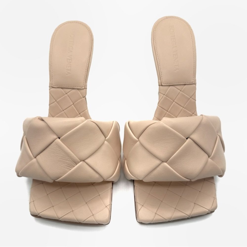 NEW Bottega Veneta Bandage Beige Lido Square Open Toe Sandal Heels Shoes Mules - Picture 2 of 14